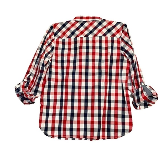 Tommy Hilfiger Red White Blue Roll Tab Check Poplin Button Down Shirt Top  Med. - Picture 10 of 16